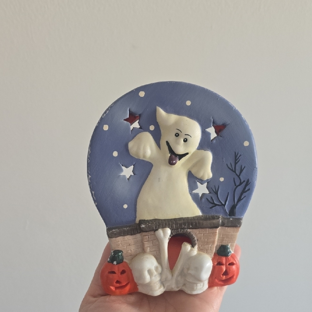 Vintage 90s Halloween Ceramic Tea Light Holder